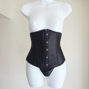 NWOT Black Underbust Corset Waist Cincher w/ G-String Size L Shaper Steel Boned